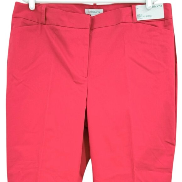Liz Claiborne Women's Emma Slim Leg Teaberry Ankle Pants Mid-Rise Size 16 NWT - Picture 3 of 11